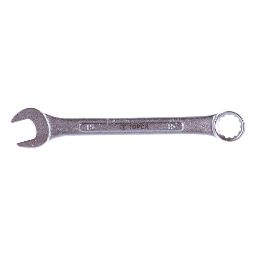 Ключ рожково-накидной 15мм Cr-V матовый хром Topex 35D387 от Проммаркет
