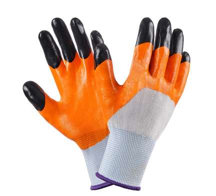 Перчатки нейлоновые с нитриловым покрытием черные пальцы 0-20-0 от Проммаркет